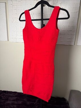 Bebe Red Textured Bodycon Dress Sleeveless Size M